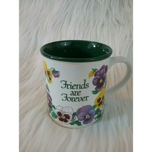 Vtg 1992 Potpourri Design Pansies " Friends Are Forever" Tea Coffee Mug Mint 3.5